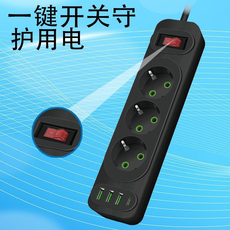 Enchufe europeo enchufe ruso 250V placa de conexión poroso enchufe USB con cable enchufe estándar europeo