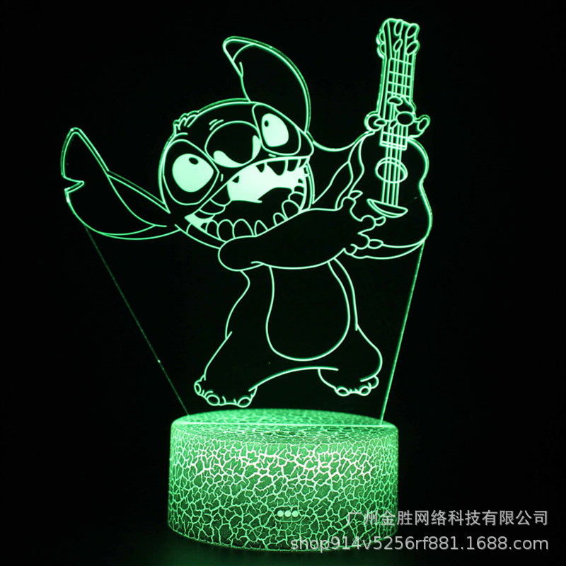 Stitch suministro transfronterizo 3D luz de la noche serie de dibujos animados creativo regalo del Día de San Valentín Lámpara decorativa dormitorio lámpara de mesa