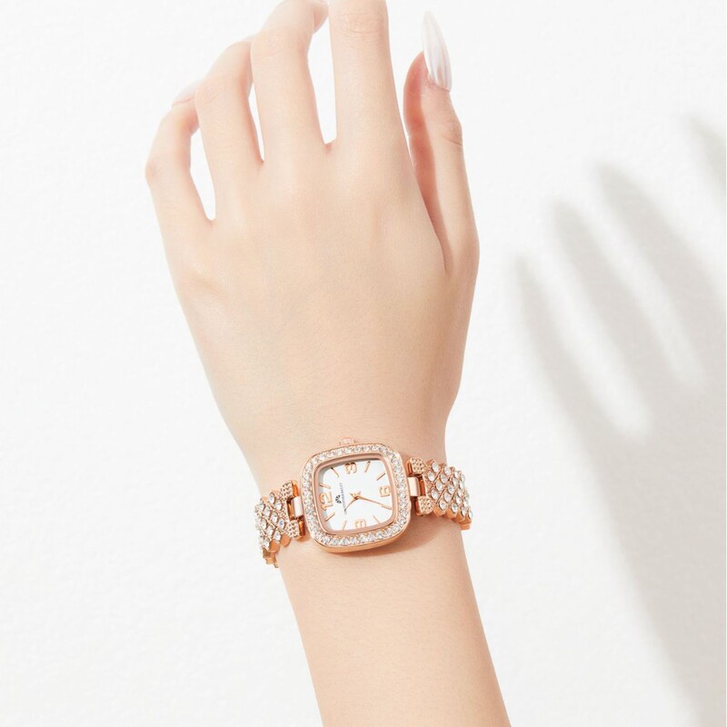 [Gift Recommendation] Diamond-Studded Galaxy Style High-End Small Square Dial Sparkling Quartz Women's Watch Versatile Watch