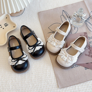 Children's Small Leather Shoes Women's Shoes 2025 Spring New Girls Lace Bow Shoes Fashion Children's Shoes