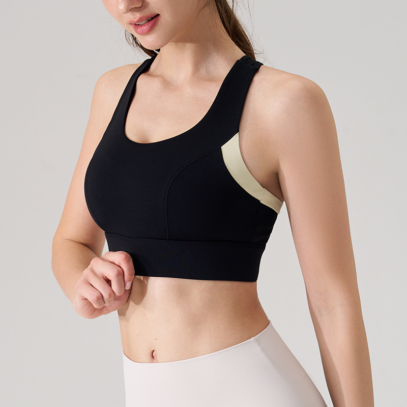 Chimei ropa interior deportiva de alta intensidad almohadilla para el pecho de una pieza sin costuras chaleco de yoga con hebilla trasera a prueba de golpes