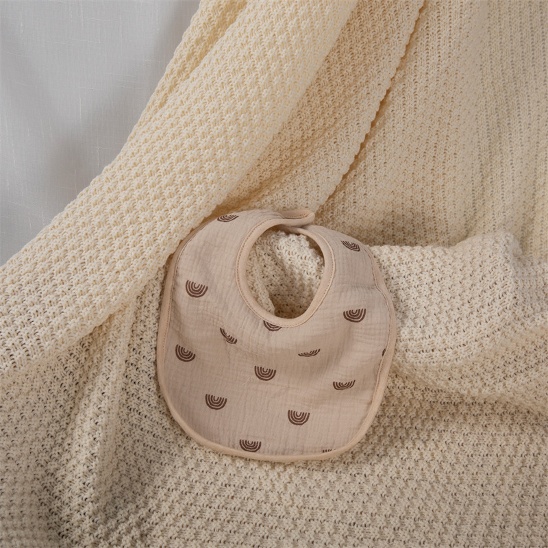 Toalla de saliva en forma de U con estampado de algodón de clase A, gasa de 4 capas de algodón impermeable para bebés, suave y absorbente para hombres y mujeres baberos para bebés