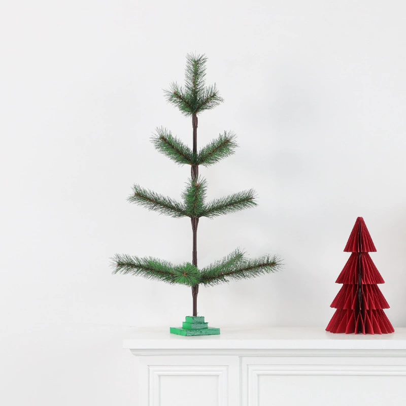 Новый продукт Amazon, популярная сосновая игла, простое рождественское украшение, трехмерное креативное маленькое дерево, украшение на деревянной основе