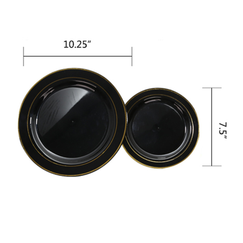 175 unids desechable negro bronceado disco de comida traje de boda vajilla plato de pastel de 7,5 pulgadas Placa de 10 pulgadas