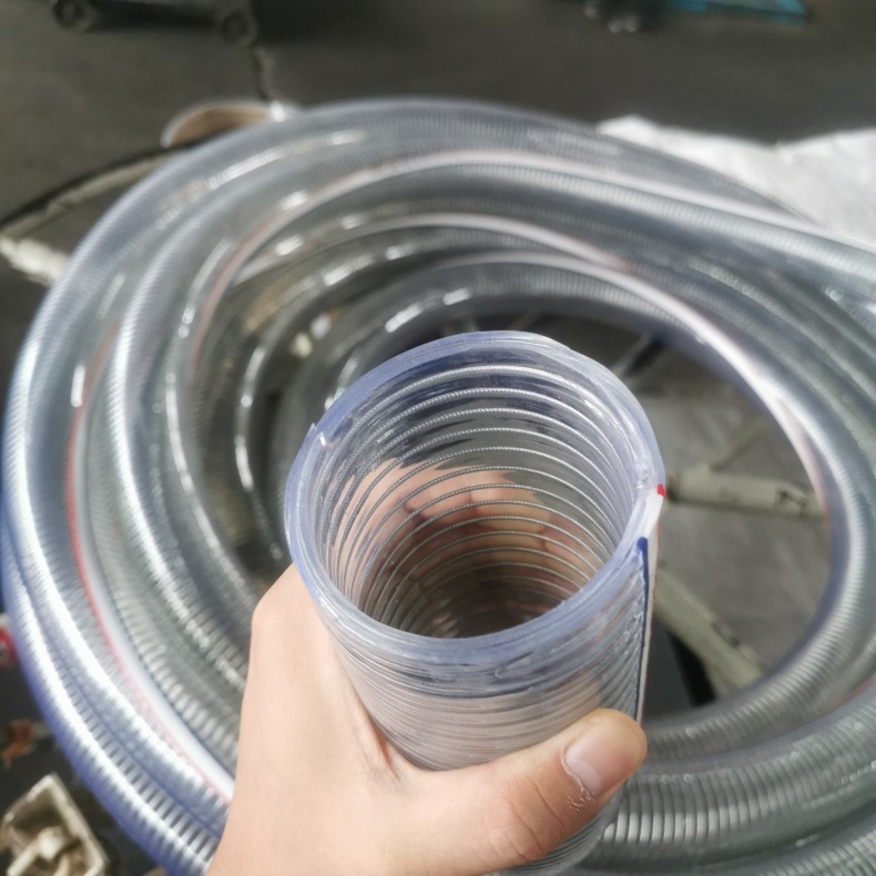 Transparent high-pressure spiral steel wire reinforced plastic hose for home, temperature resistant,