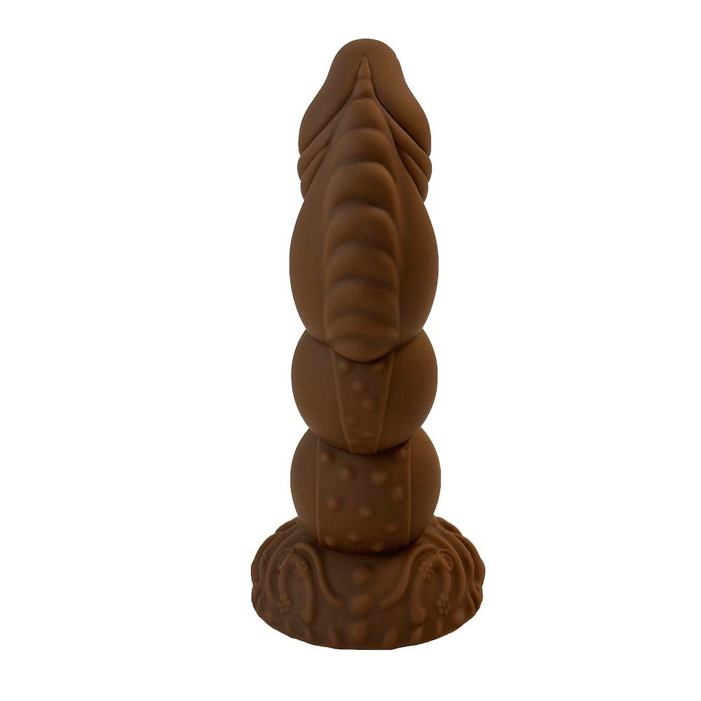 Huanlong Silicone Anal Plug, Large Special-Shaped Soft Vaginal Plug in Coffee Brown — detail image 4