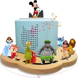 新款木质旋转玩偶架带磁性娃娃盲盒收纳盘桌面音箱手办玩具摆放架