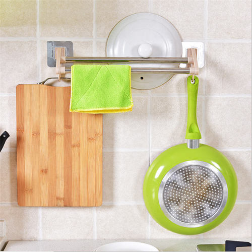 No punching double pole seamless towel rack bath towel rack bathroom toilet stainless steel hanging towel rack