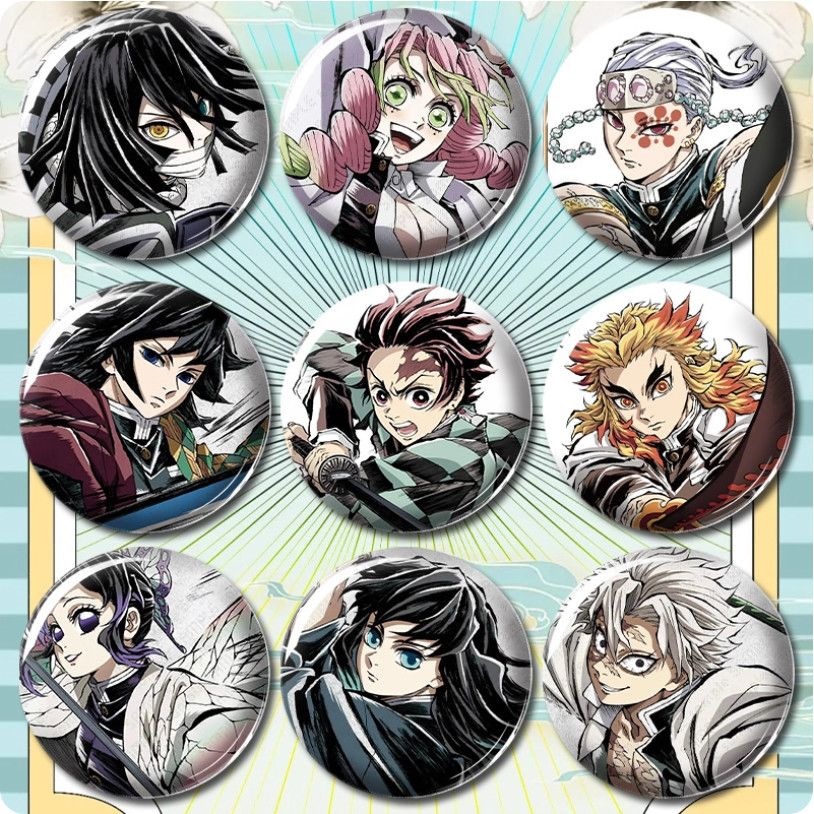Demon Slayer: Kimetsu no Yaiba peripherals, Japanese original painting badges, anime Tanjiro Tomioka Giyuu Purgatory Anjuro Taniko