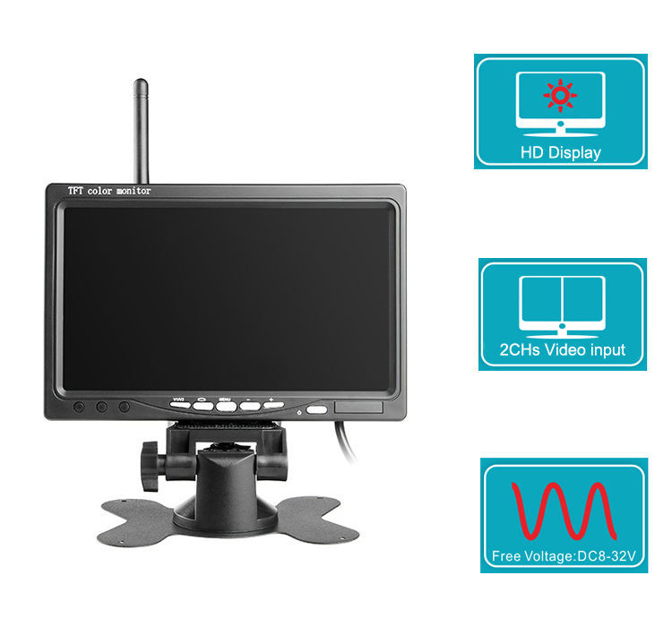 7 inch wireless display suit bus wireless reversing image 2.4G transceiver HD truck camera