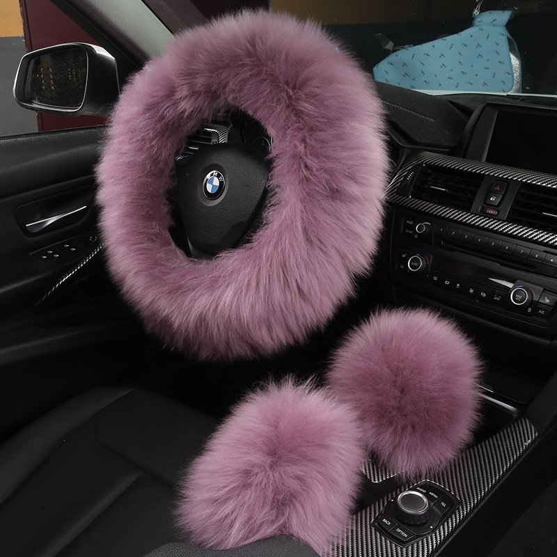 셔츠 보라색 핸들 커버 + 기어 커버 + 핸드 브레이크 커버