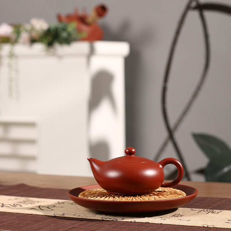 全手工大红袍凤雏壶潮州手拉壶三杯冲茶罐茶壶工夫紫砂泡茶壶朱泥