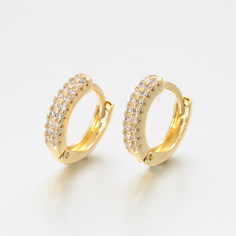 Xuping micro gemas artificiales geométricas círculo de orejas de aleación de cobre chapado en 24k oro imitación lujoso temperamento ligero orejas