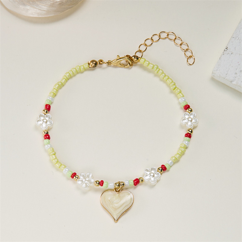8g Weight Anklet Classification 1 Piece Quantity Holiday, Beach Occasion Seed Bead Material Heart Shape Pattern All Seasons Season Women's Gender Simple Style, Classic Style Style Wholesale Jewelry Simple Style Classic Style Heart Shape Seed Bead Anklet 10