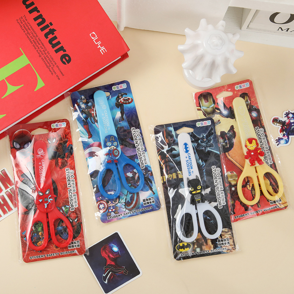 cute superman scissors cartoon soft rubber shape children‘s paper cut diy good-looking with sheath student cultural and creative supplies