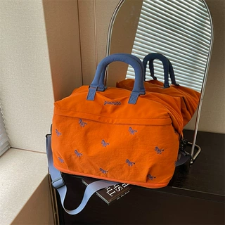 跨境扩容刺绣小马旅行包出差登机包行李收纳包干湿分离健身游泳包