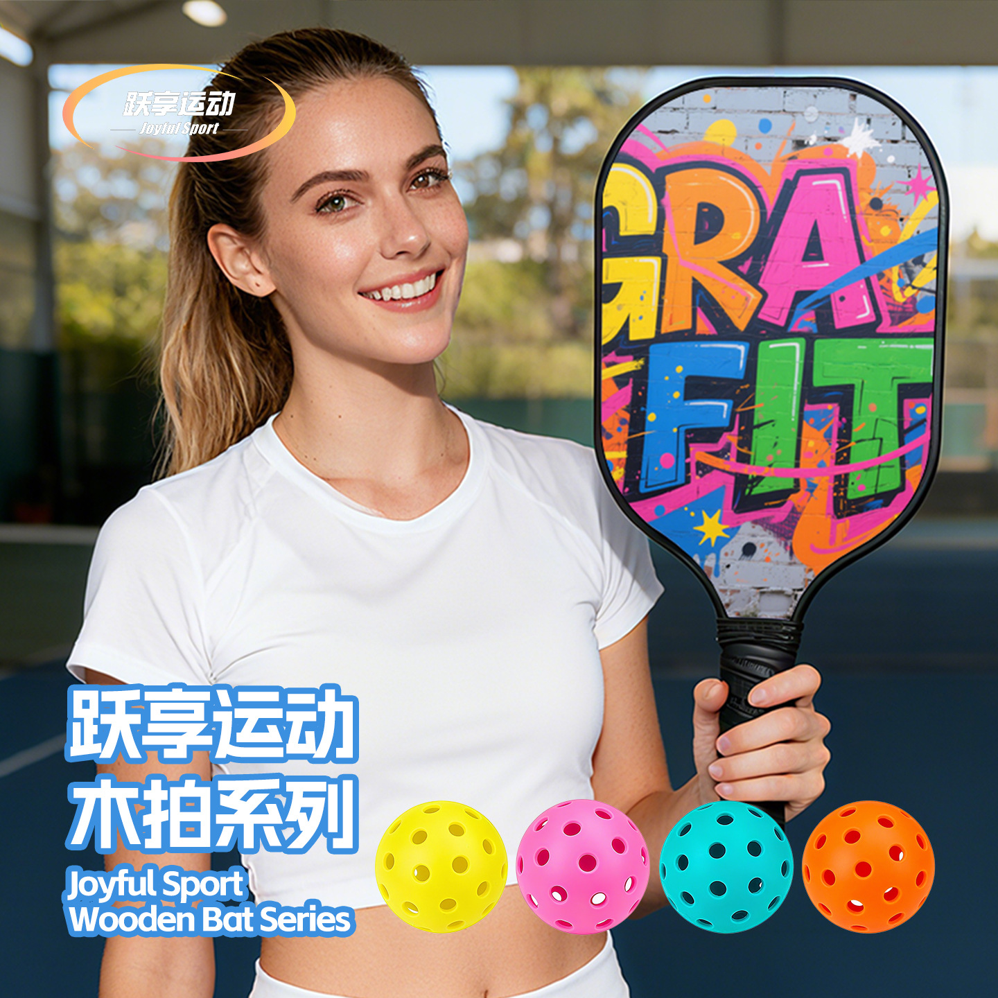 Factory-Made Pickleball Rackets with Colorful Prints, High-Quality Poplar Wood Rackets for Outdoor Sports, Cross-Border Ready-To-Ship Pickleball Products, One-Piece Dropshipping