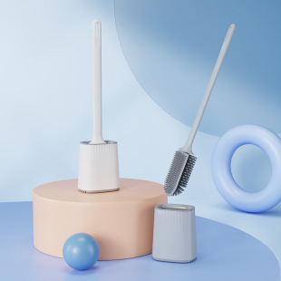 Foreign Trade Creative Detachable Handle Multifunctional Toilet Brush Without Dead Ends Tpr Soft Plastic Toilet Cleaning Brush with Base Set