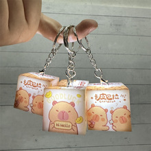 外贸卡皮巴拉发光钥匙扣佛系水豚带灯挂饰豚豚崽闪灯包包挂件礼品