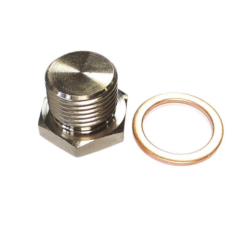 Tapón de aceite hexagonal externo M18X1.5 + junta, tapón de sellado de hierro niquelado, tornillo de cabeza plana, tapón ciego, piezas automotrices transfronterizas.