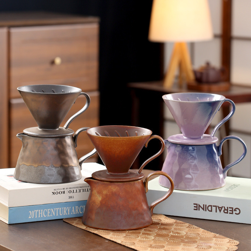 Large Capacity Ceramic Coffee Pot, Large Hand-Brewed Coffee Pot, Cross-Border Hot-Selling Sharing Pot, V60 Funnel Cup Coffee Filter