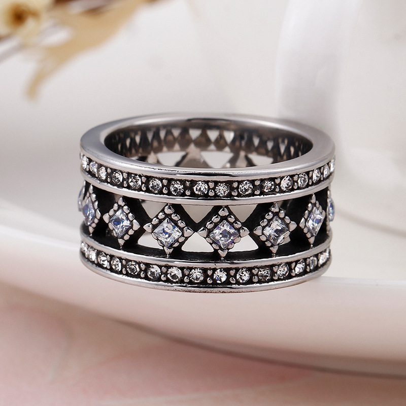 Rhinestones Inlay Material Rings Classification Fashion Geometric Stainless Steel Rings Diamond Stainless Steel Rings
