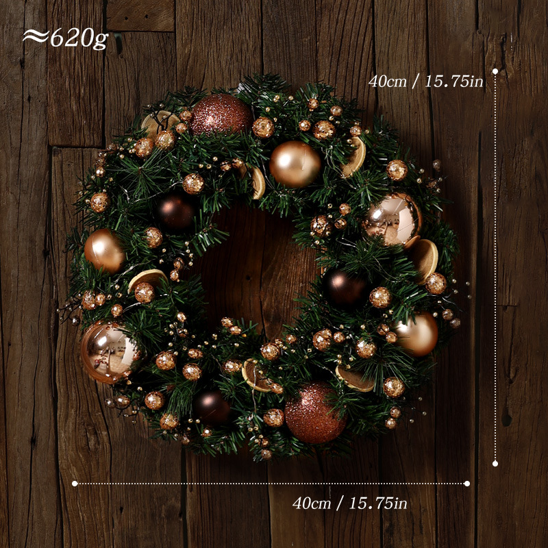 Venta caliente nueva decoración de Navidad guirnalda de 40cm al revés escaparate de la ventana del hotel escena del centro comercial colgante de la puerta colgante de la pared diseño