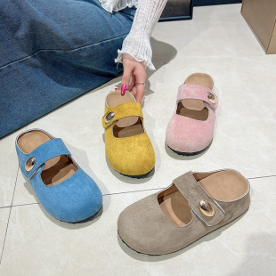 Baotou Half Slippers Women's Outer Wear 2025 Spring and Summer New Shallow Mouth Flat All-match Casual Women's Slip-on Shoes for Students