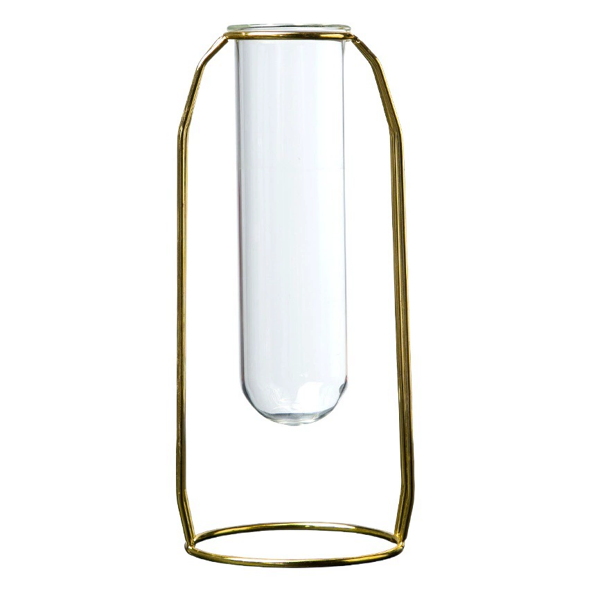 Скандинавская подставка для цветов из железа и стекла, гальванизированная гидропонная ваза, для обеденного стола, гостиной, офисного стола, стеклянная бутылка, легкий люкс