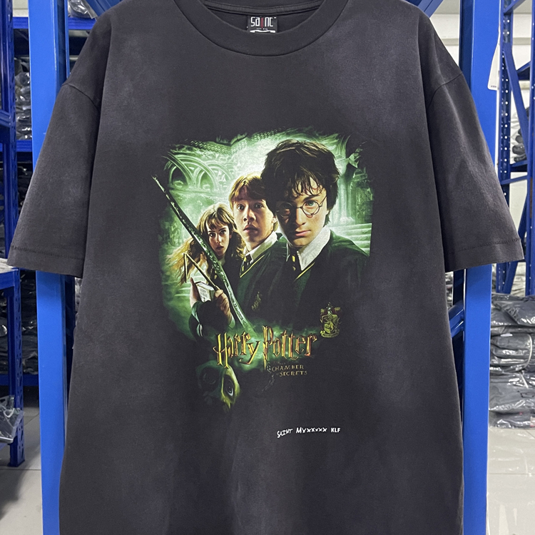 Saint Michael Harry Potter American High Street Heavy Vintage Washed Retro Vtg Short-Sleeved T-Shirt for Men