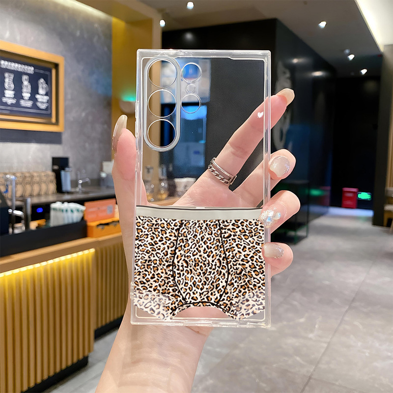 Cross-Border Hot-Selling Leopard Print Underwear Samsung S23 Plus Mobile Phone Case for Men and Women S22 Transparent Protective Cover A56 Couple