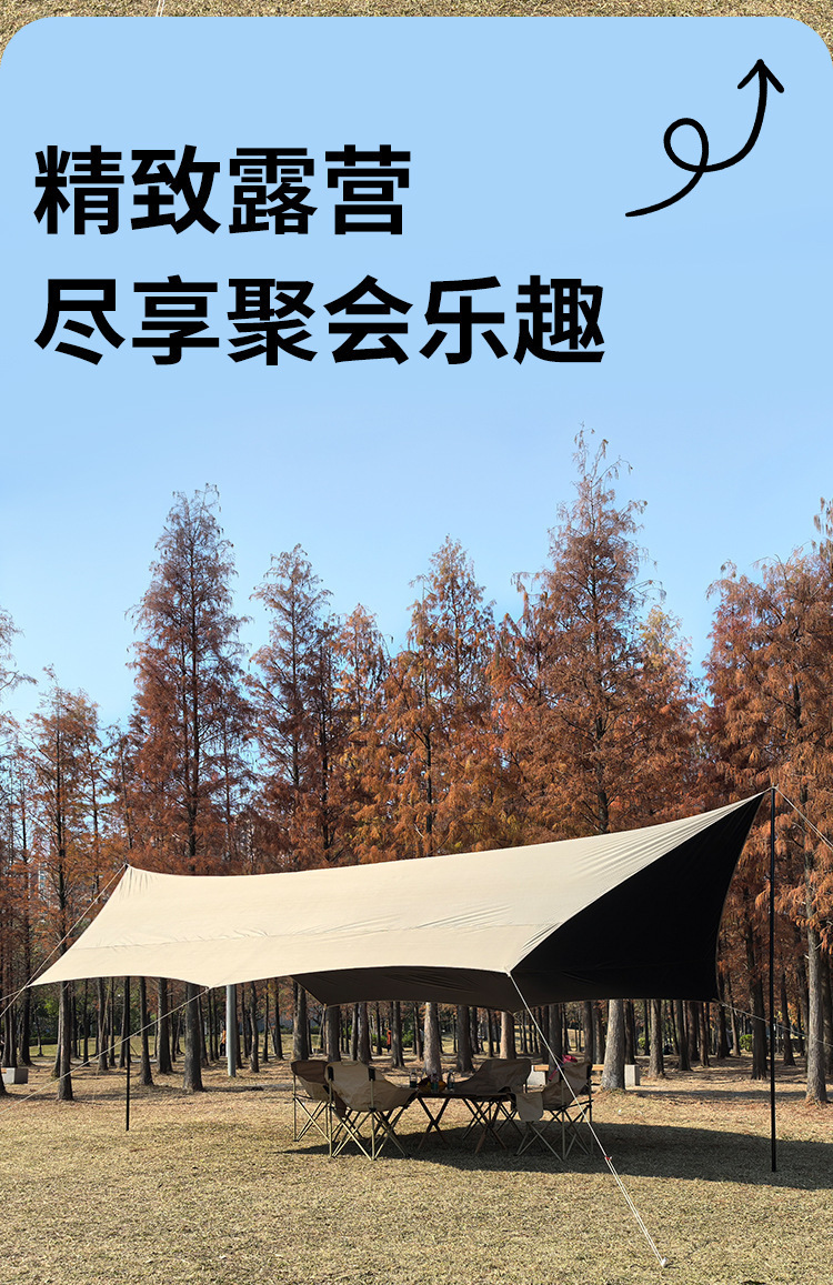 Thickened black vinyl canopy tent, portable outdoor camping picnic quick-open rainproof and sunproof sunshade canopy, no assembly required