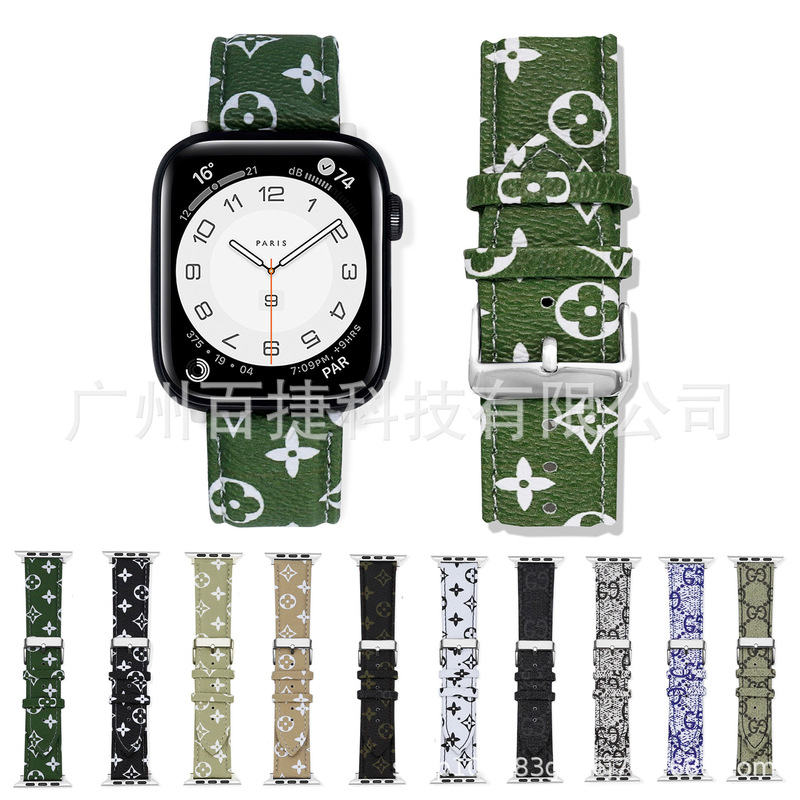 New Printed iWatch Strap Suitable for Apple Watch Leather Waterproof Applewatch Accessible Luxury Model