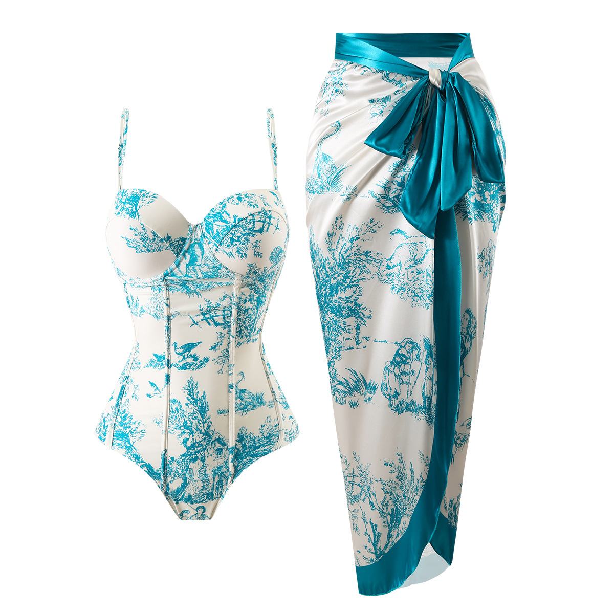 GraceChic 2024 European And American One-Piece Sexy Tight-Fitting Export Cross-Border Swimsuit High-End Beach Set_voghion.com