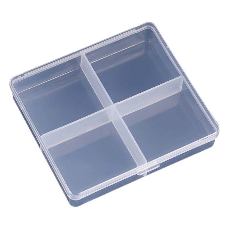 Фиксированная 4 сетки пластиковая прозрачная пластиковая коробка ящик для хранения колец с крышкой рыболовные снасти ящик для ногтей аксессуары упаковочная коробка