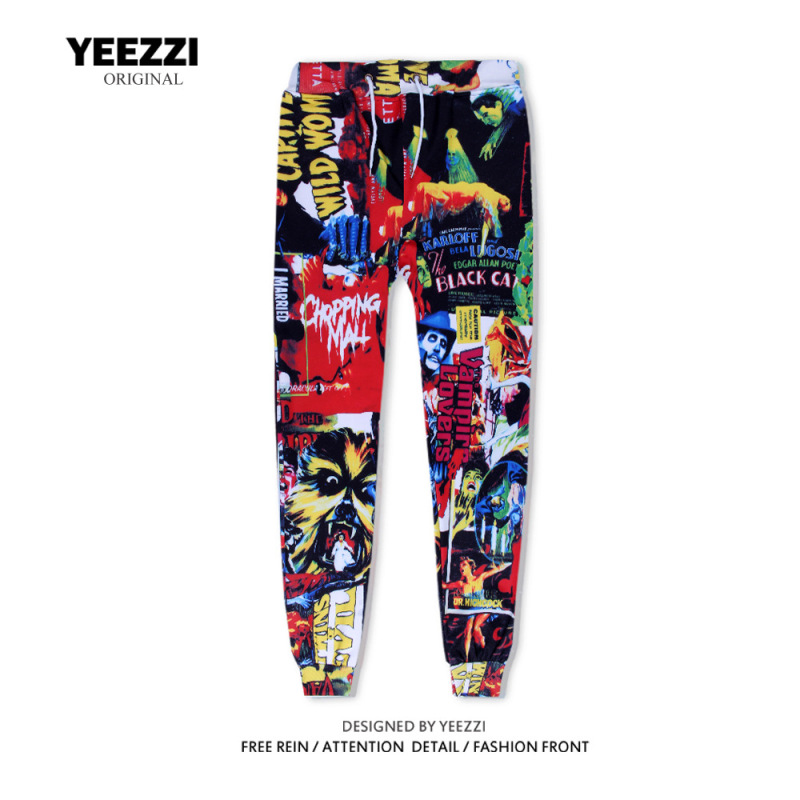American High Street Casual Jogger Printed Pants Fashion Loose Trendy Brand Sports Pants Full Print Travel Fitness Pants