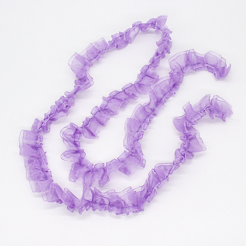 Fabricante al por mayor de 2,5 cm de ancho de gasa de nieve de doble capa con volantes y volantes, accesorios de ropa hechos a mano, encaje decorativo image 3