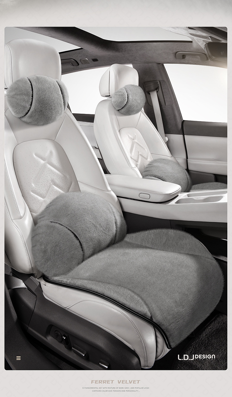 High-End Ferret Velvet Car Seat Cushion Head Pillow Small Three-Piece Autumn and Winter Warm Short Plush Women's Car Seat Cushion