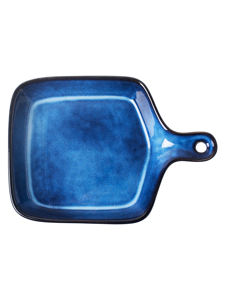 Placa de cerámica creativa con mango hogar plato fruta hornear Internet celebridad arroz al horno japonés esmalte vajilla