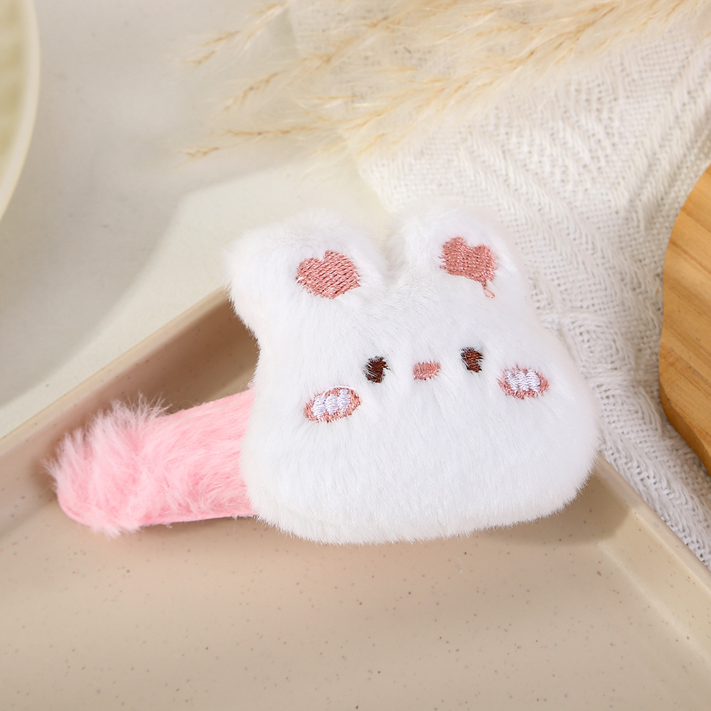 Caricatura de peluche osos conejos grandes clips BB lindos otoño-invierno chicas dulces clips de borde de los estudiantes peludos adornamientos para el cabello tarjeta