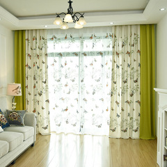 Dream Butterfly Flying High-End Elegant Lace Curtains with Floral Butterfly Pattern, Flower-Loving Fabric for Farmhouse Living Room and Bedroom