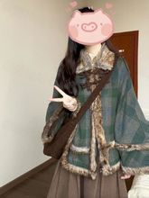 秋冬季英伦风韩系复古披肩斗篷毛呢外套女搭配半身裙两件套潮