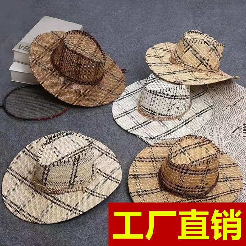 新疆西藏旅游拍照帽子遮阳帽景区旅游草编帽男女骑士帽草原骑马帽