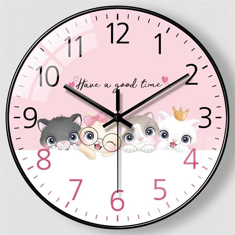 【8英寸20CM】中式客厅挂钟招财猫时钟挂墙创意挂墙静音石英钟|undefined