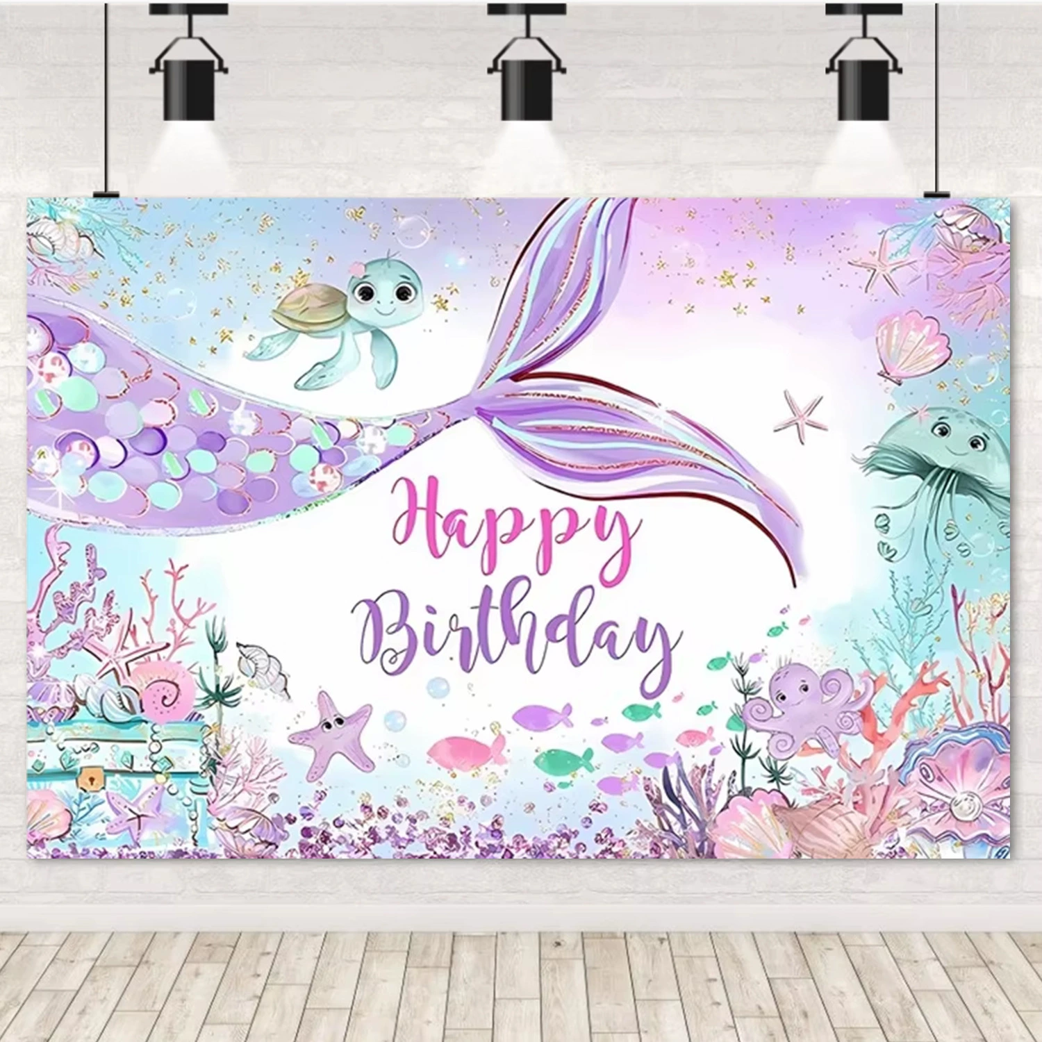 Трансграничный амазонка мультфильм русалка фон ткань виниловый материал день рождения украшения фон съемки реквизит