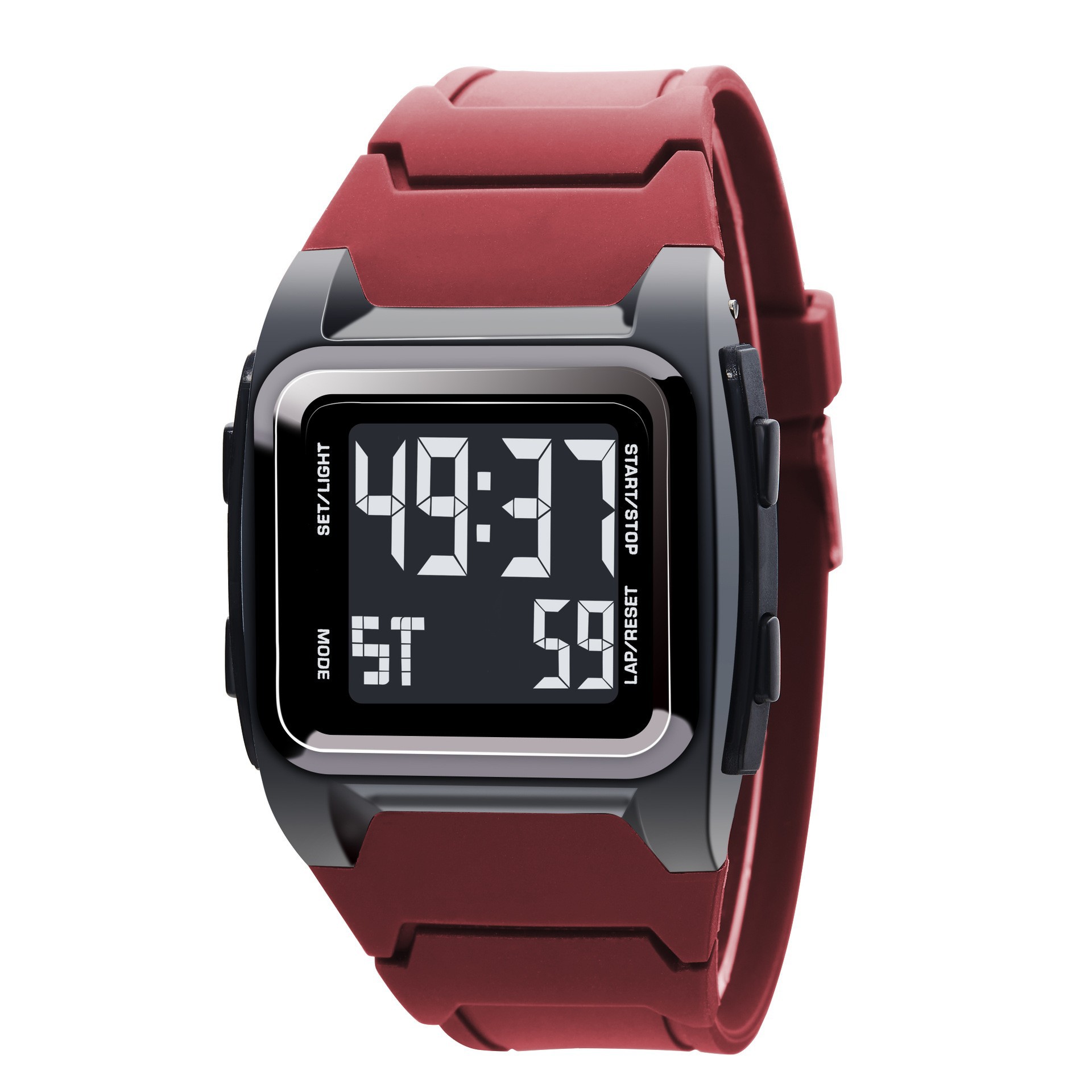 Nuevo cuadrado juvenil digital nocturna reloj electrónico multifuncional alarma al aire libre cronógrafo electrónico en stock