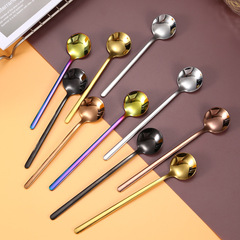 304 stainless steel coffee spoon, ice cream long-handled golden small round spoon, ladle, snow cream dessert small spoon