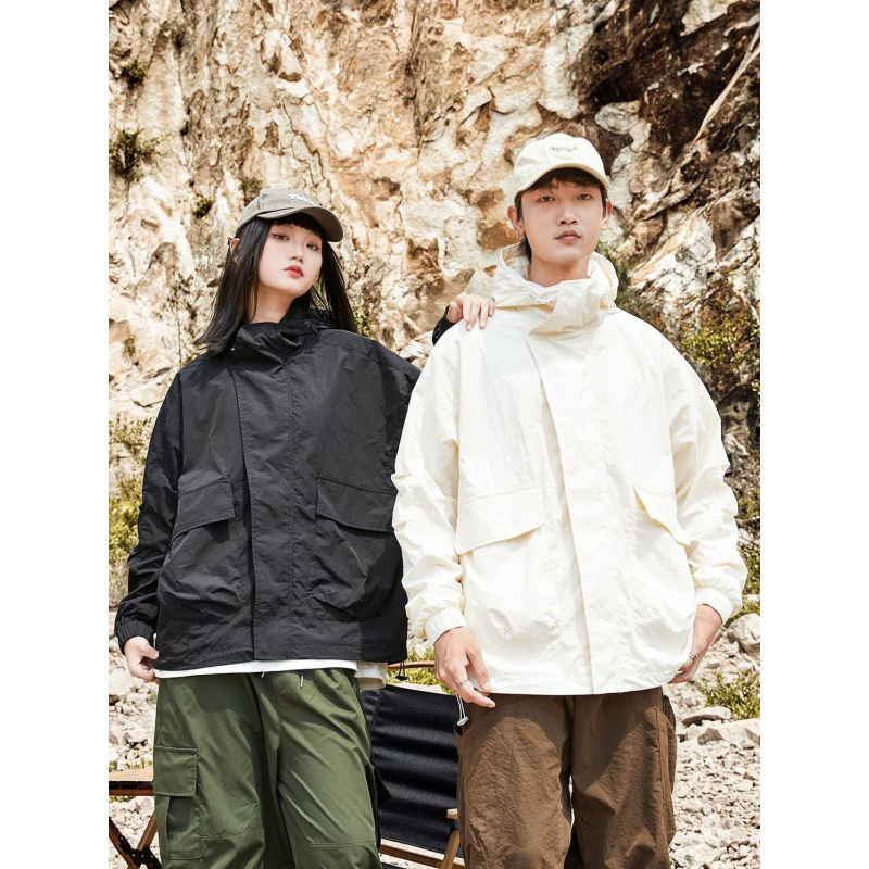 2024 New Style Loose-fitting Men's Hooded Couple Jacket, Trendy Multi-pocket Top for Men and Women