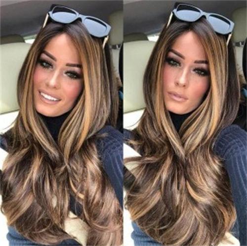 Women's European and American Fashion New Middle Part Long Curly Wigs High Temperature Silk Fiber Head Cover Amazon Best Selling Manufacturer