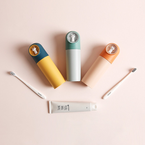 Travel storage toothbrush holder outing cutlery box toothpaste storage box cartoon bunny mouthwash cup wash cup set